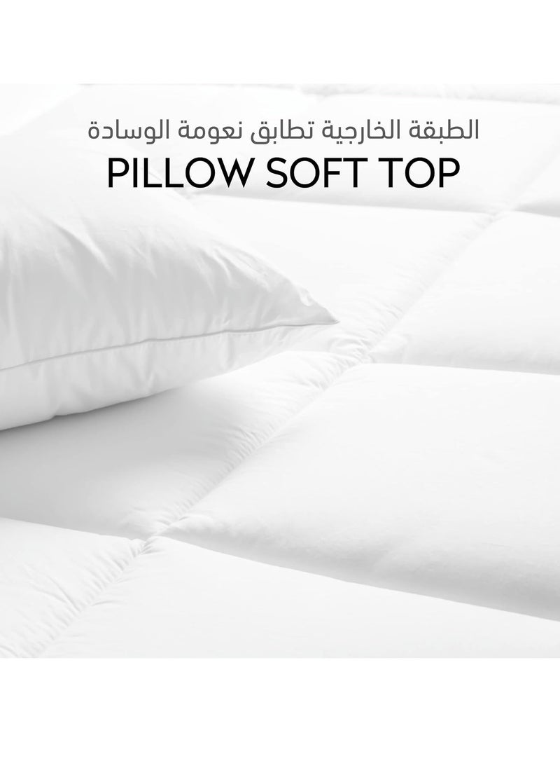 Donetella - Cotton Hotel Mattress Topper-1000GSM King Size 200x200+8 Cm  Supersoft Fabric With Anchor Band, White - Image 1
