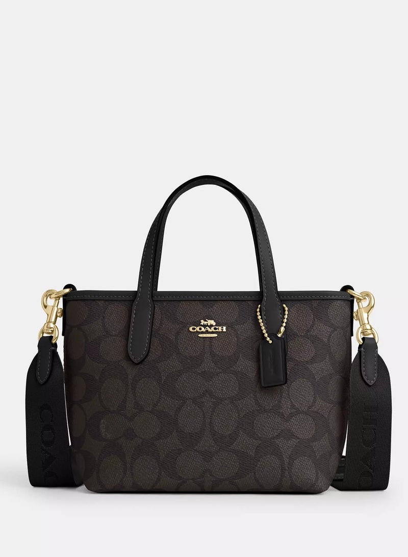 coachoutlet Coach City Mini Tote Bag With Detachable Strap, Women's Cross Body Bag, Women's Hand Bag, Women's Shoulder Bag, Women's Travel Bag, Walnut-Black-20cm - Image 1