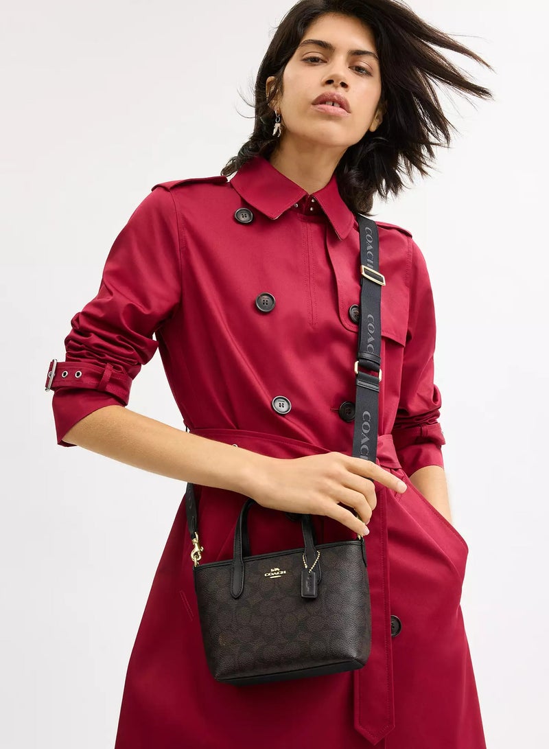 coachoutlet Coach City Mini Tote Bag With Detachable Strap, Women's Cross Body Bag, Women's Hand Bag, Women's Shoulder Bag, Women's Travel Bag, Walnut-Black-20cm - Image 4