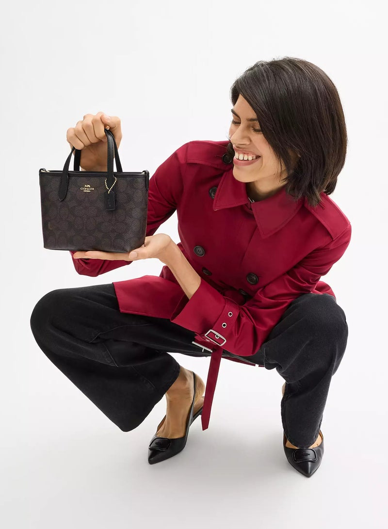 coachoutlet Coach City Mini Tote Bag With Detachable Strap, Women's Cross Body Bag, Women's Hand Bag, Women's Shoulder Bag, Women's Travel Bag, Walnut-Black-20cm - Image 5