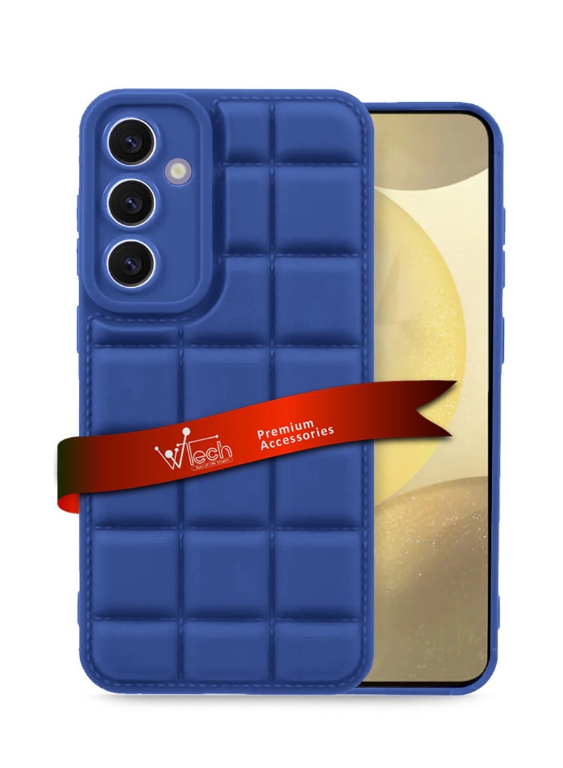 Wtech Samsung Galaxy S24 Plus / S24+ 2024 Premium Soft Liquid Silicone Puff Surface Case Cover - Navy Blue - Image 1