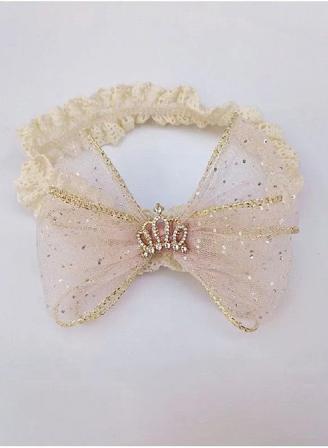 EvoNest Princess Bow Lace Headband for Newborn Infant Girls, Elegant Look Baby Hair Accessory - (6-12M) Pink - Image 2