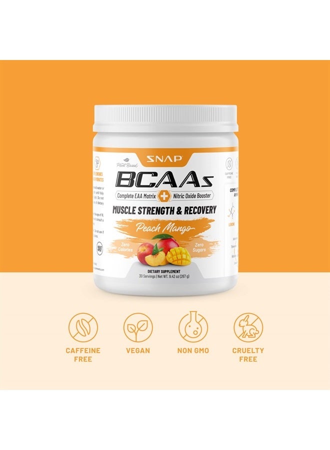 SNAP SUPPLEMENTS Snap BCAA Powder Essential Amino Supplement with Nitric Oxide Booster - Pre Workout Powder, Recovery Supplements Post Workout, Muscle Strength, BCAA for Women & Men (30 Servings) (Peach Mango) - Image 4