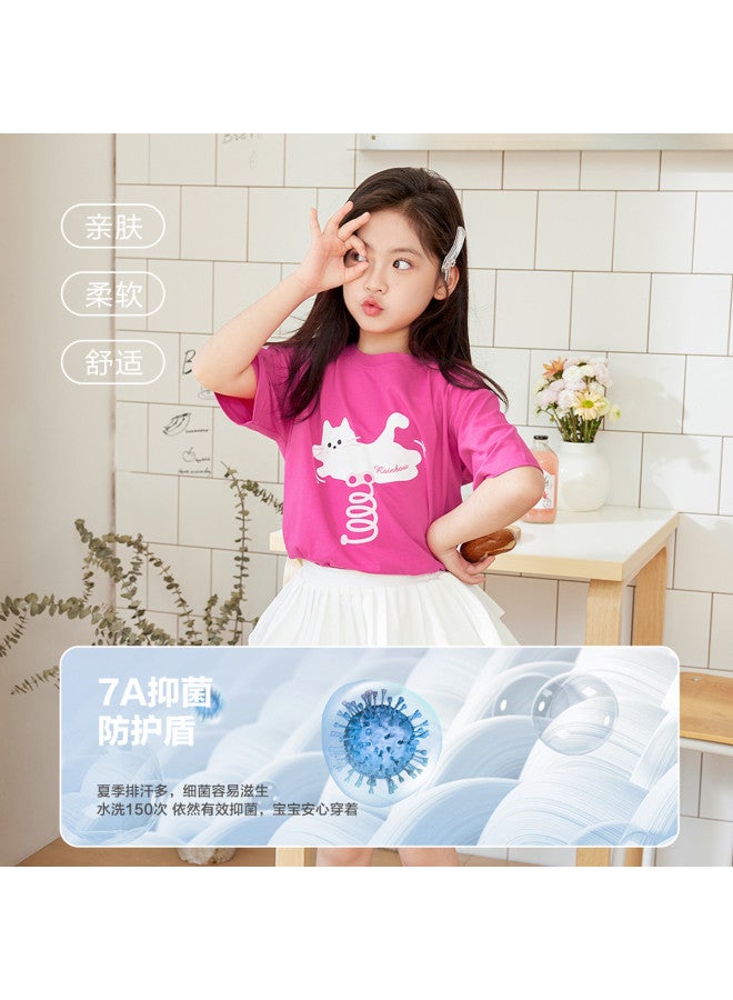 Zuoxi Girl's Short Sleeve Cooling Antibacterial T-shirt - 2025 New Summer Thin Ice-feel Kids Top For Girls - Image 4