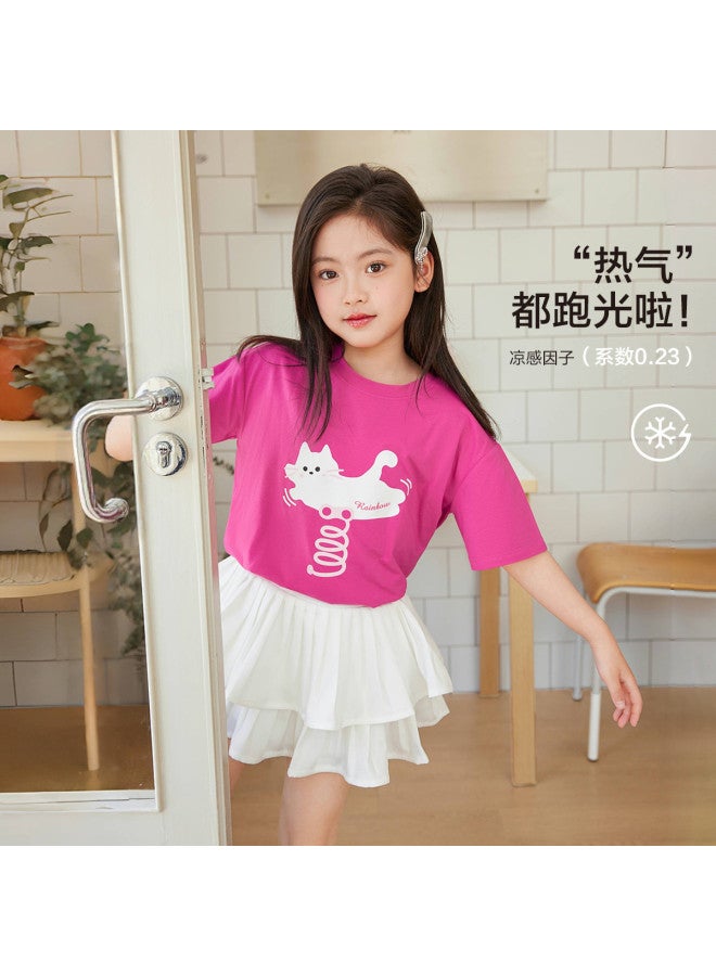 Zuoxi Girl's Short Sleeve Cooling Antibacterial T-shirt - 2025 New Summer Thin Ice-feel Kids Top For Girls - Image 3