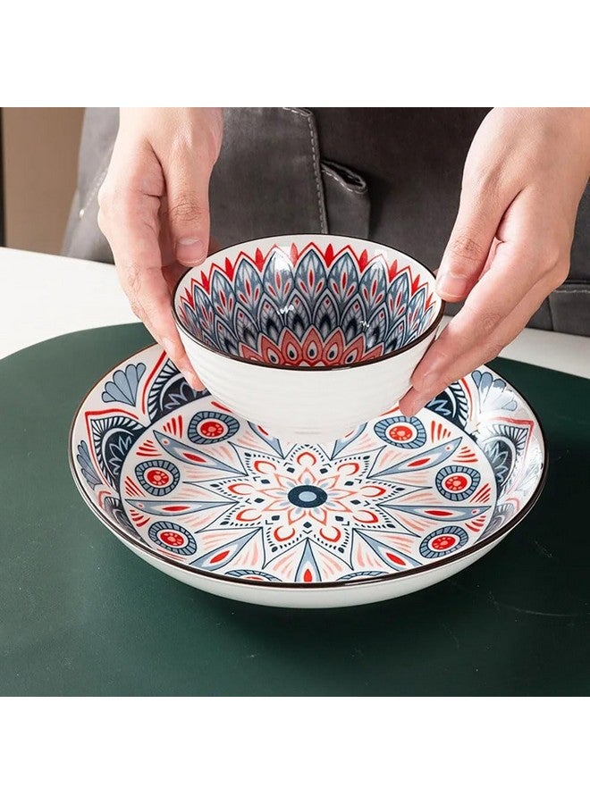 بي- بلس إنترناشونال أوعية بي بلس إنترناشونال، أوعية سيراميك، مجموعة أوعية، مجموعة أوعية سيراميك، أوعية تقديم الوجبات الخفيفة، وعاء إفطار، أوعية للوجبات الخفيفة، أوعية حساء، وعاء سيراميك (مجموعة من 4 قطع، بنمط عشوائي) متعدد الألوان 300 مل - Image 3