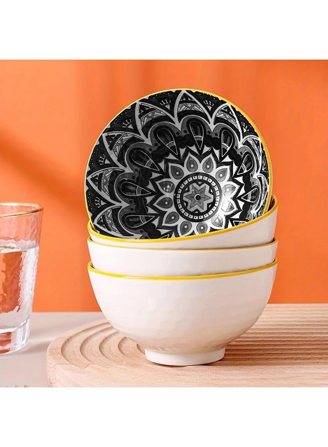 بي- بلس إنترناشونال أوعية بي بلس إنترناشونال، أوعية سيراميك، مجموعة أوعية، مجموعة أوعية سيراميك، أوعية تقديم الوجبات الخفيفة، وعاء إفطار، أوعية للوجبات الخفيفة، أوعية حساء، وعاء سيراميك (مجموعة من 4 قطع، بنمط عشوائي) متعدد الألوان 300 مل - Image 5