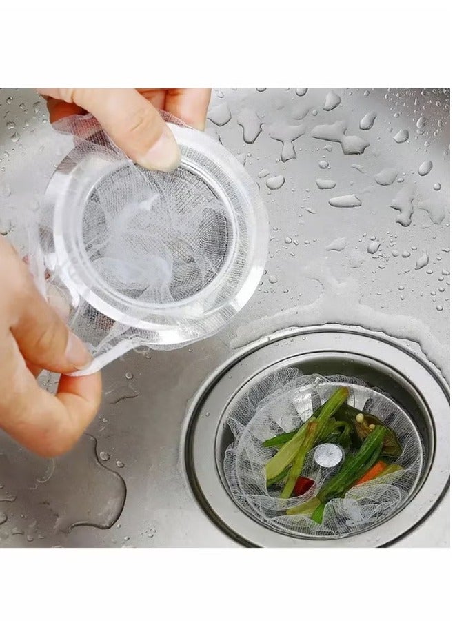 أكنزلмед 100 قطعة من أكياس مصفاة حوض المطبخ للاستخدام مرة واحدة - أكياس فلتر شبكية لتصريف الحوض وجمع بقايا الطعام والنفايات المتبقية - Image 2