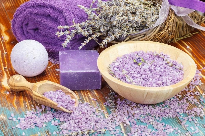 AyaZen Lavender Aromatherapy Bath Body Spa Gift Set Artisanal Sugar Scrub Soap Epsom Salts Sachet Made in USA - Image 3