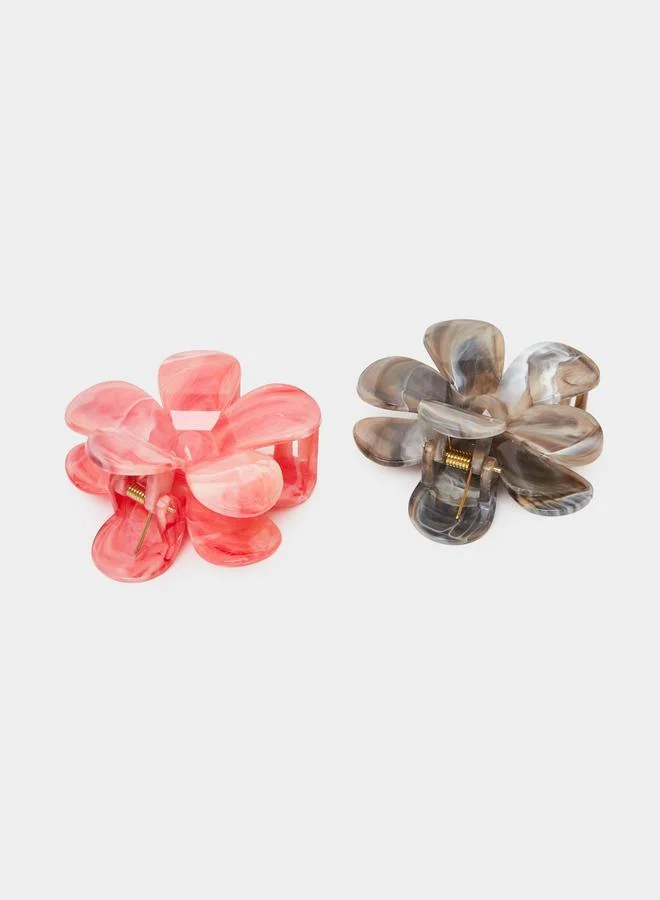 Styli  Pack of 2 - Multi-Color Floral Shape Claw Clamp for Women | Best Price UAE