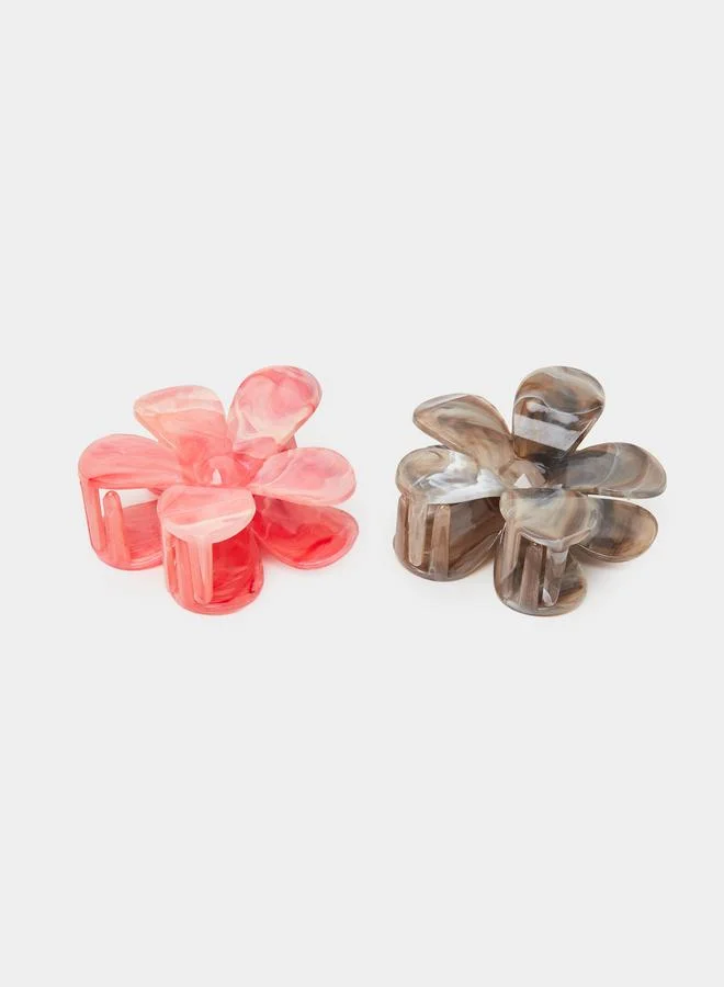 ستايلي Pack of 2 - Multi-Color Floral Shape Claw Clamp