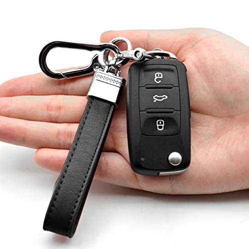 INFIPAR Multifunctional Car and Home Keychain Black Genuine Leather Key Chain and Metal Key Rings for Men Women, with 360 Degree Rotatable Snap Swivel and Anti-lost Screw - Image 3