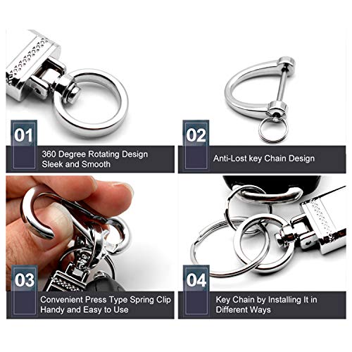 INFIPAR Multifunctional Car and Home Keychain Black Genuine Leather Key Chain and Metal Key Rings for Men Women, with 360 Degree Rotatable Snap Swivel and Anti-lost Screw - Image 5