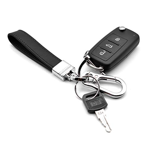 INFIPAR Multifunctional Car and Home Keychain Black Genuine Leather Key Chain and Metal Key Rings for Men Women, with 360 Degree Rotatable Snap Swivel and Anti-lost Screw - Image 4