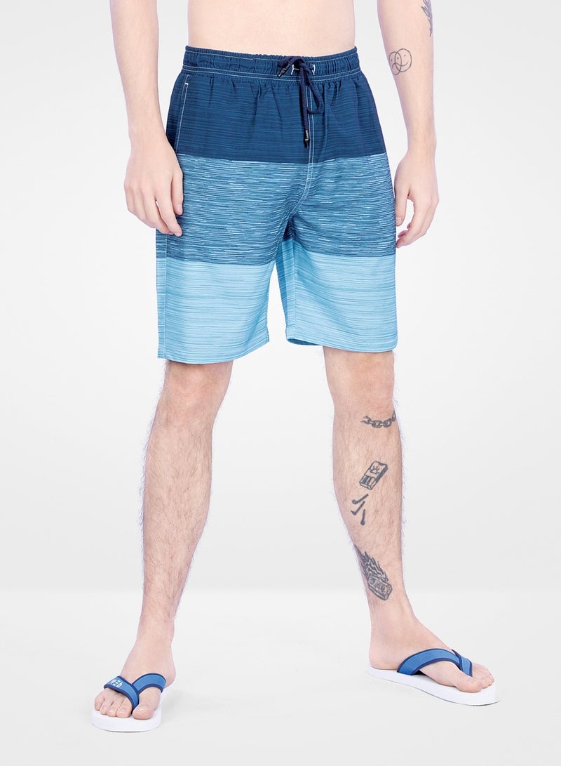 Web Denim Elastic Waistband With Drawstring Comfortable Polyester Swim Shorts For Men’s Quick Dry Swimming Trunks With Pockets For Boys - Image 2