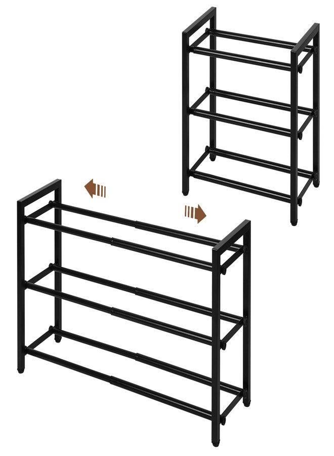 SALADAYS 3-Tier Expandable Shoe Rack, Adjustable Shoe Storage Shelf Organizer, Sturdy and Durable Metal Structure Free Standing Shoe Rack for Closet Entryway Doorway(Black) - Image 1
