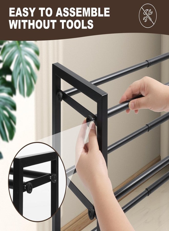 SALADAYS 3-Tier Expandable Shoe Rack, Adjustable Shoe Storage Shelf Organizer, Sturdy and Durable Metal Structure Free Standing Shoe Rack for Closet Entryway Doorway(Black) - Image 5