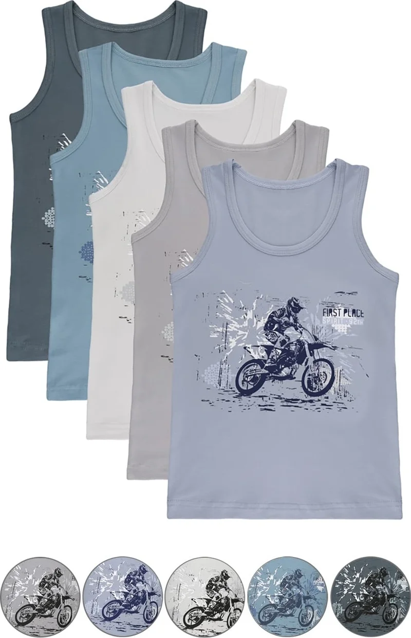 Donella 5-pack Colorful Printed Boys' Undershirt - 7771PB11