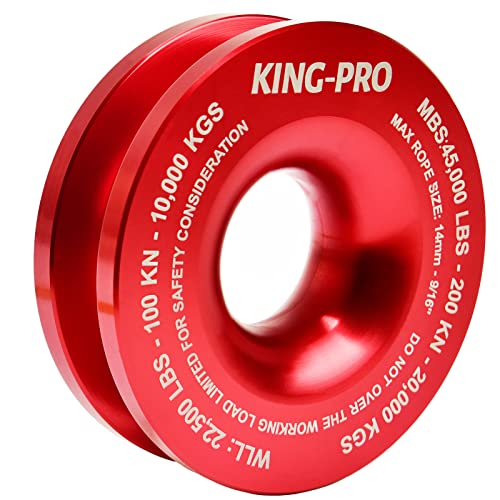 KING-PRO Snatch Recovery Ring, 45000 lbs Winch Snatch Block Pulley Towing Ring, for ATV UTV SUV Truck Off-Road Vehicle Towing Soft Shackle Recovery（Red） - Image 1