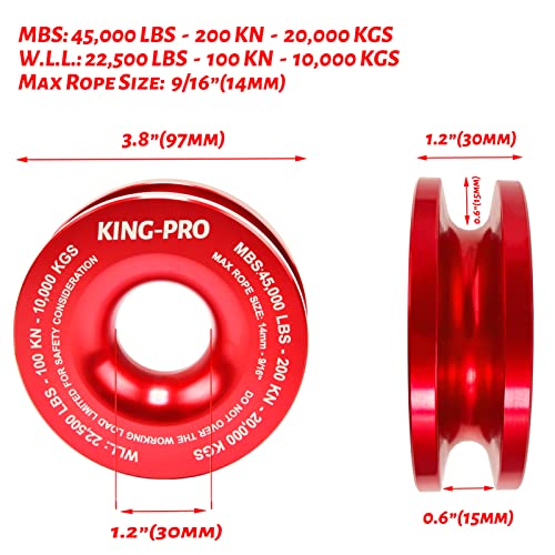 KING-PRO Snatch Recovery Ring, 45000 lbs Winch Snatch Block Pulley Towing Ring, for ATV UTV SUV Truck Off-Road Vehicle Towing Soft Shackle Recovery（Red） - Image 4