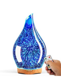 3D Essential Oil Diffuser With Remote Control ,280ML Glass Aroma Diffuser Ultrasonic Cool Mist,7Colors Firework Light, Whisper Quiet, Waterless Shut Off ,Humidifier For Home ,Office ,SPA, Elegant Gift