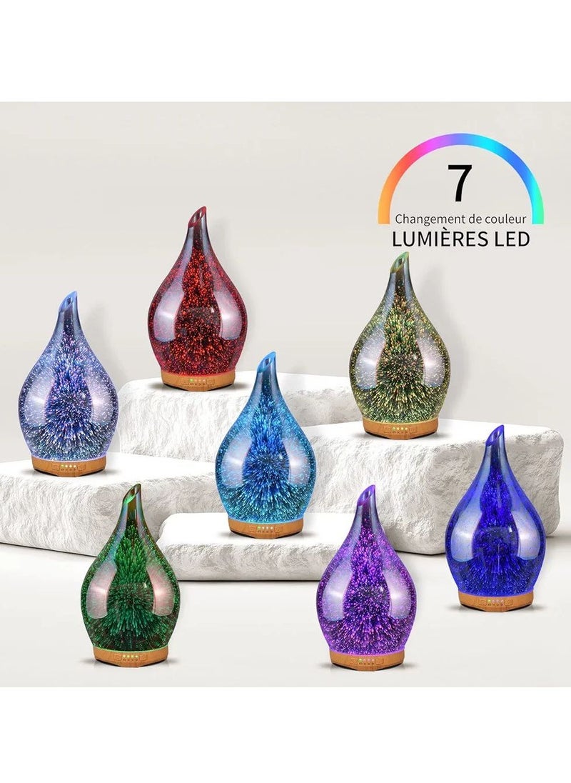 Generic - 3D Essential Oil Diffuser With Remote Control ,280ML Glass Aroma Diffuser Ultrasonic Cool Mist,7Colors Firework Light, Whisper Quiet, Waterless Shut Off ,Humidifier For Home ,Office ,SPA, Elegant Gift - Image 1