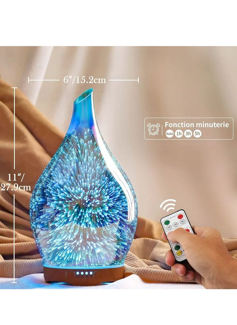 Generic - 3D Essential Oil Diffuser With Remote Control ,280ML Glass Aroma Diffuser Ultrasonic Cool Mist,7Colors Firework Light, Whisper Quiet, Waterless Shut Off ,Humidifier For Home ,Office ,SPA, Elegant Gift - Image 1