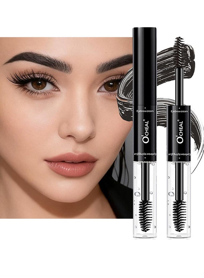 OCHEAL Double Head Styling Stereo Plastic EyeBrow，Waterproof, SmudgeProof Brow Glue with Brush, Quick-Drying, 24HR Brows Makeup for Natural Full Brows, 3D Eyebrow Mascara for Women #03 Black - Image 1