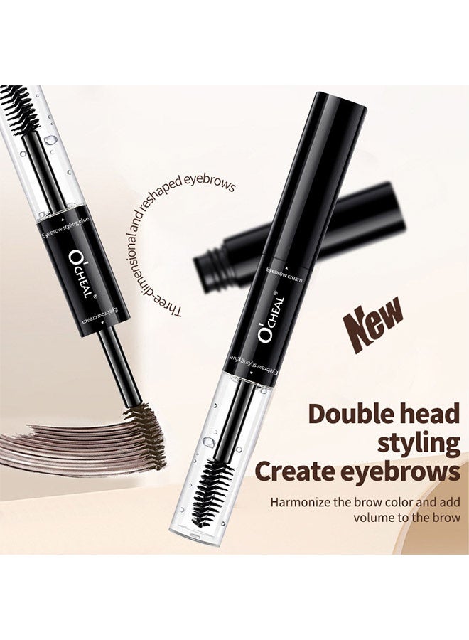 OCHEAL Double Head Styling Stereo Plastic EyeBrow，Waterproof, SmudgeProof Brow Glue with Brush, Quick-Drying, 24HR Brows Makeup for Natural Full Brows, 3D Eyebrow Mascara for Women #03 Black - Image 3