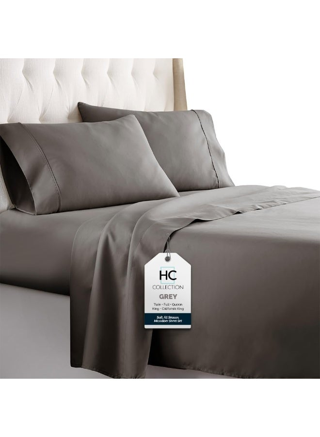 HC COLLECTION Twin Sheets - Deep Pocket Bed Sheets - Extra Soft & Breathable - 3 PC Set, Easy Care, Machine Washable - Cooling Gray Sheets - Image 1