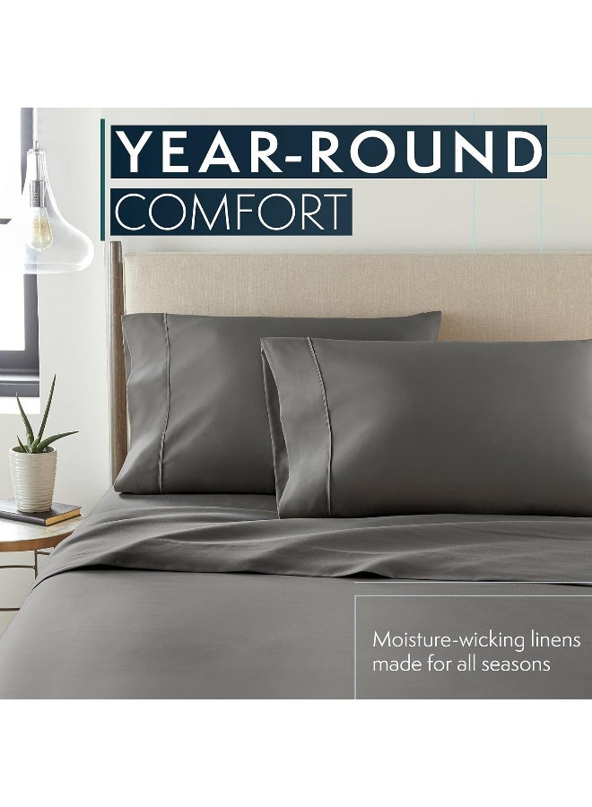 HC COLLECTION Twin Sheets - Deep Pocket Bed Sheets - Extra Soft & Breathable - 3 PC Set, Easy Care, Machine Washable - Cooling Gray Sheets - Image 4