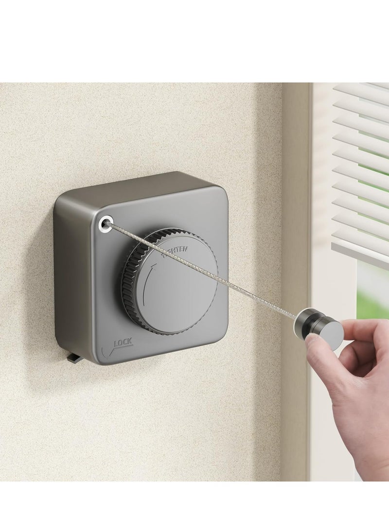 Heavy Duty Retractable Clothesline for Indoor and Outdoor Use, Wall Mounted Stainless Steel Laundry Line, 15.1 Feet Long, Non-Sagging Design in Grey - Image 1