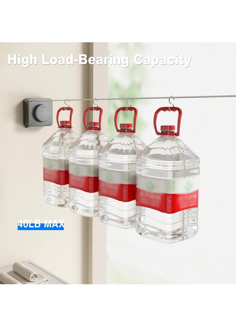 Heavy Duty Retractable Clothesline for Indoor and Outdoor Use, Wall Mounted Stainless Steel Laundry Line, 15.1 Feet Long, Non-Sagging Design in Grey - Image 5