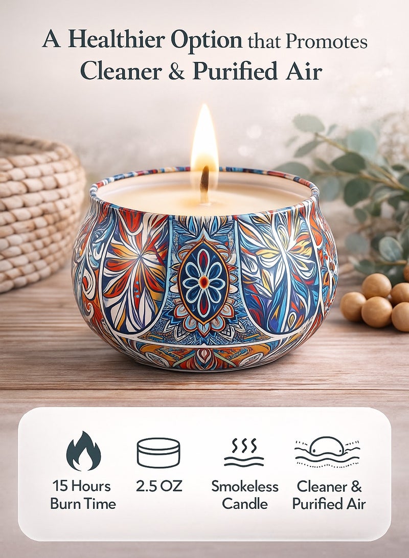 ARNOTEC طقم هدايا الشموع المعطرة، 9 قطع من شموع الصويا العطرية مع الزيوت الأساسية، 15 ساعة لكل منها، خالية من الدخان، عطر مريح للمنزل، صندوق هدايا عيد الميلاد أو عيد الميلاد للنساء والرجال - Image 4