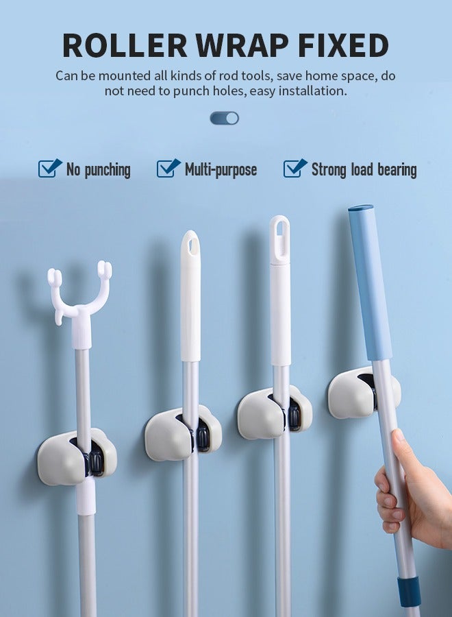 Broom Holder, Wall-Mounted Mop Holder, No Punching, Strong Load-Bearing, Suitable for Kitchens, Garages, Storage Rooms  - Image 1