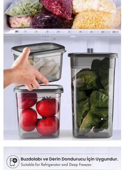 Kitchen Life مجموعة حاويات تخزين الطعام المربعة المميزة 9 قطع سعة 1200 مل - جرة منظمة بغطاء صلب  - Image 3