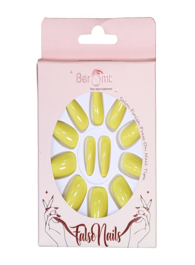 Beromt False nails Set of Full Fake Nails Salon Ready Matte Finish Beautiful Solid Colors Nails For Women Professionals Bellerina - BFN413PSN - Image 1