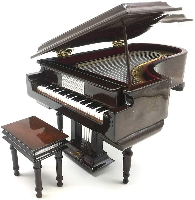 SHTWX Piano Music Box with Bench and Black Case Musical Boxes Gift for ChristmasBirthdayValentines Day Melody For Elise