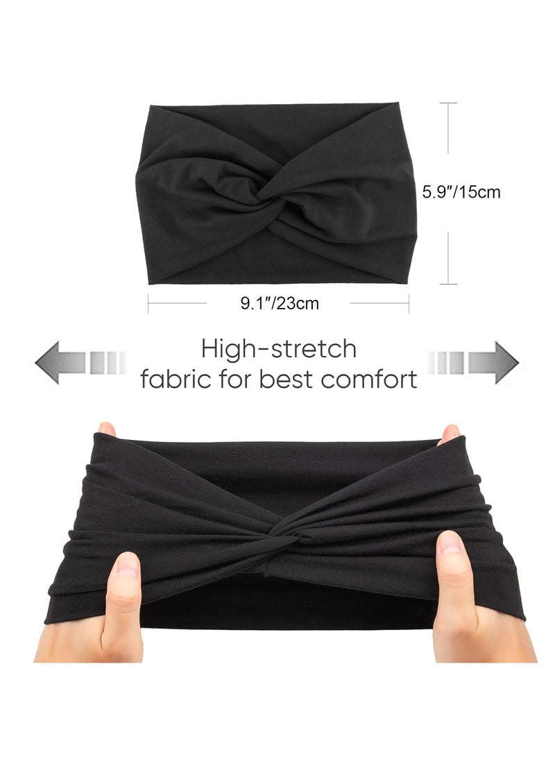 Goolsky 4 عبوات من أربطة الرأس النسائية عريضة الطراز القديم مزينة بعقدة، إكسسوارات شعر لطيفة - Image 4