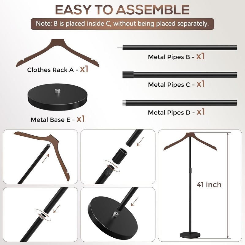2 حزمة مانيكان تورسو، حامل عرض قميص قابل للتعديل من 30 إلى 42 بوصة للبائعين ومتاجر وحفلات التخرج، حامل ملابس ثابت وسهل التركيب، حامل معاطف وجاكتات، بني - Image 5