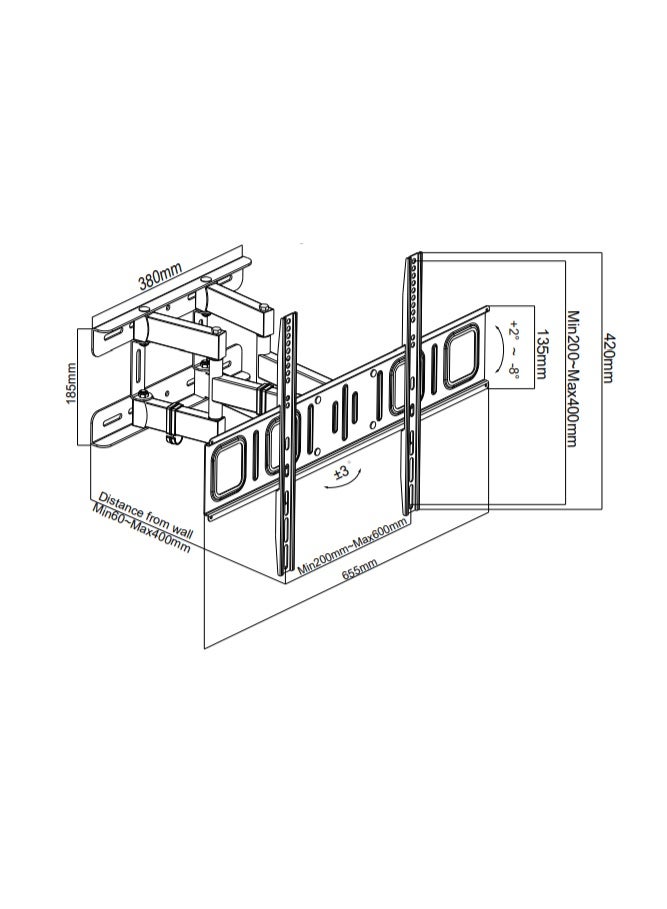 هامود حمود، حامل حائطي للتلفزيون كامل الحركة، مناسب لشاشات 32-70 بوصة، يتحمل وزن 40 كجم - Image 5