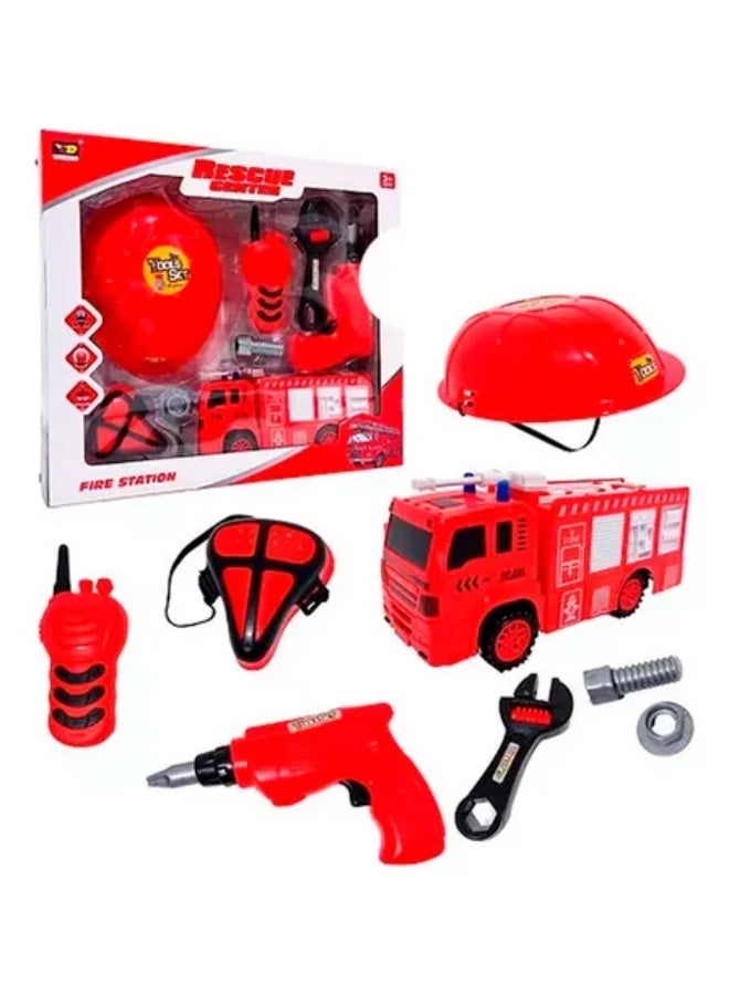 Rescue Center Fire Station Toy For Kids - 9 Pieces - Image 3