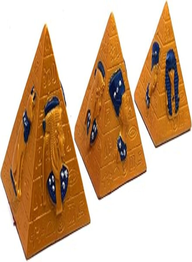 immatgar pharaonic Decorative Egyptian 3 colorfull Pyramids Statue ancient Egyptian souvenirs gifts from Egypt Collectible Pharaohs (Golden 3 kings cat - 7 CM Long)
