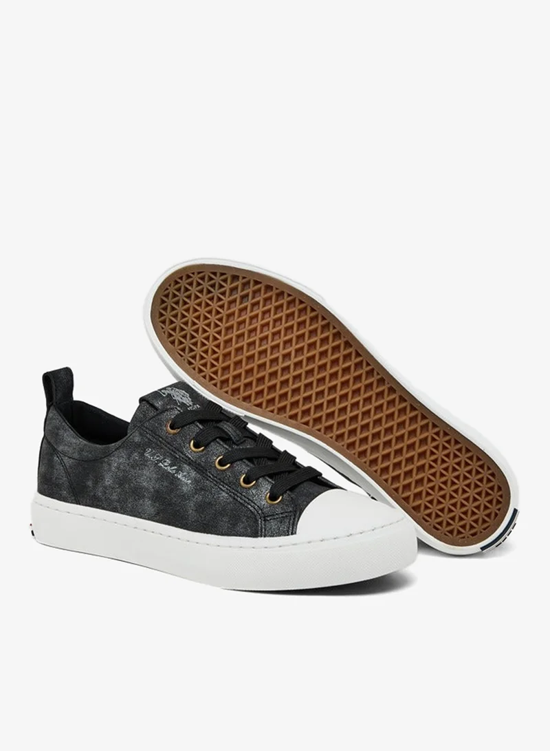 U.S. Polo Assn. black Women's Black Low-Top Sneakers - Lightweight Shoes with White Sole, Comfortable Casual for Women | Best Price UAE