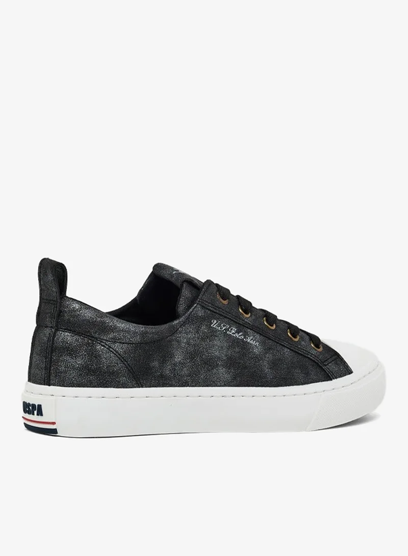 U.S. Polo Assn. black Women's Black Low-Top Sneakers - Lightweight Shoes with White Sole, Comfortable Casual for Women | Best Price UAE