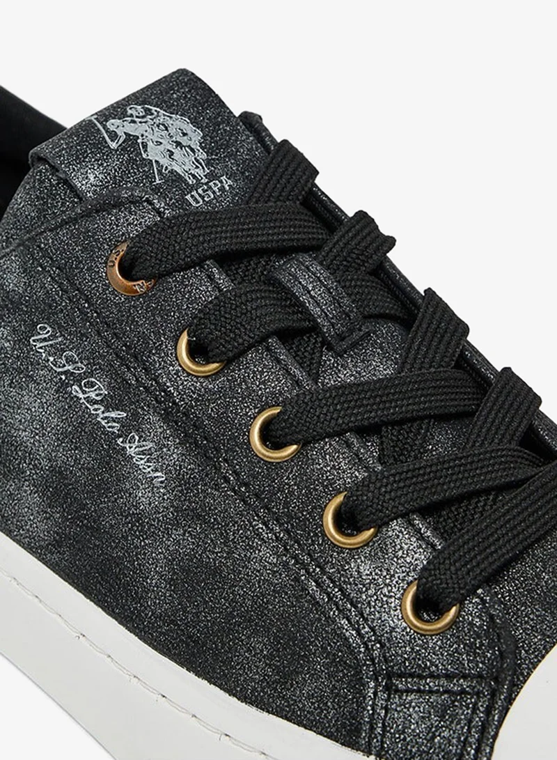 U.S. Polo Assn. black Women's Black Low-Top Sneakers - Lightweight Shoes with White Sole, Comfortable Casual for Women | Best Price UAE
