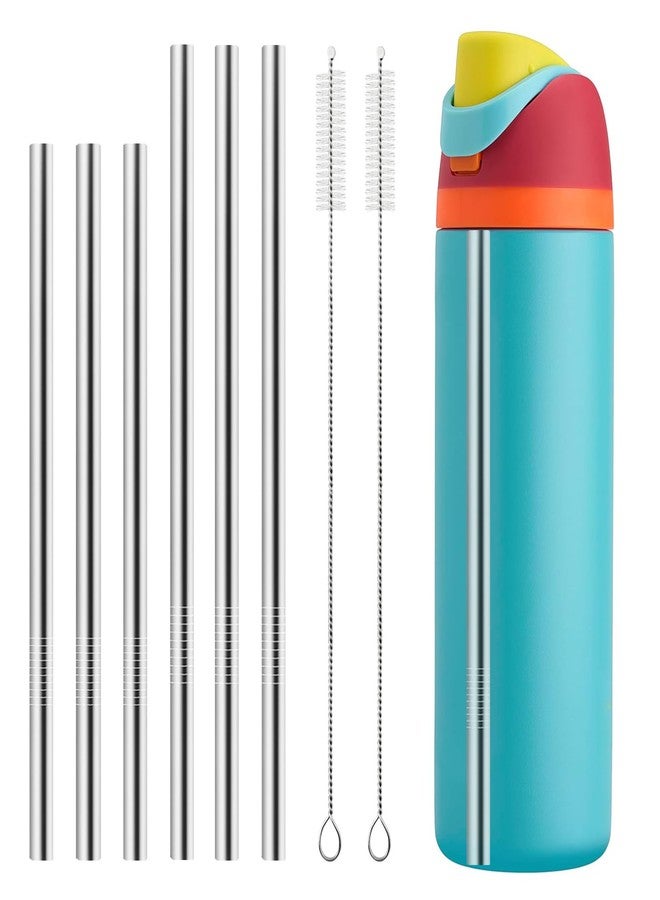 XZESH 6PCS Metal Straw Replacement Compatible With Owala FreeSip 24oz 32oz & 40oz Water Bottle, Stainless Steel Straws for Owala Accessories With 2 Straw Cleaner, Reusable - Image 1