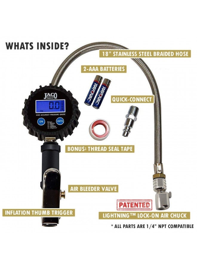 Jaco Flowpro Digital Tire Inflator With Pressure Gauge - 200 Psi - Image 1