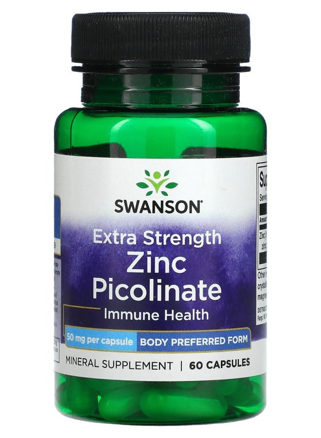 SWANSON Extra Strength Zinc Picolinate 50 mg 60 Capsules
