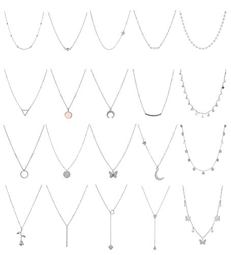 Honsny 20PCS 14K Gold Plated Choker Necklaces for Women, Dainty Gold Diamond Coin Pearl Pendant Simple Chain Necklace Set Cute Gold Layered Necklaces for Women Teen Jewelry Gifts - Image 1
